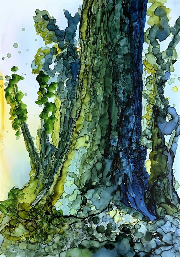 "Tree Trunk", 7x5, Alcohol Ink on Yupo Paper - NFS