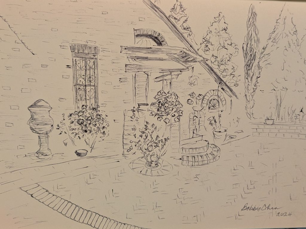 "Il Canto Del Sole, Monteroni d'Arbia, Italy", 7x8, Ballpoint on paper - NFS 