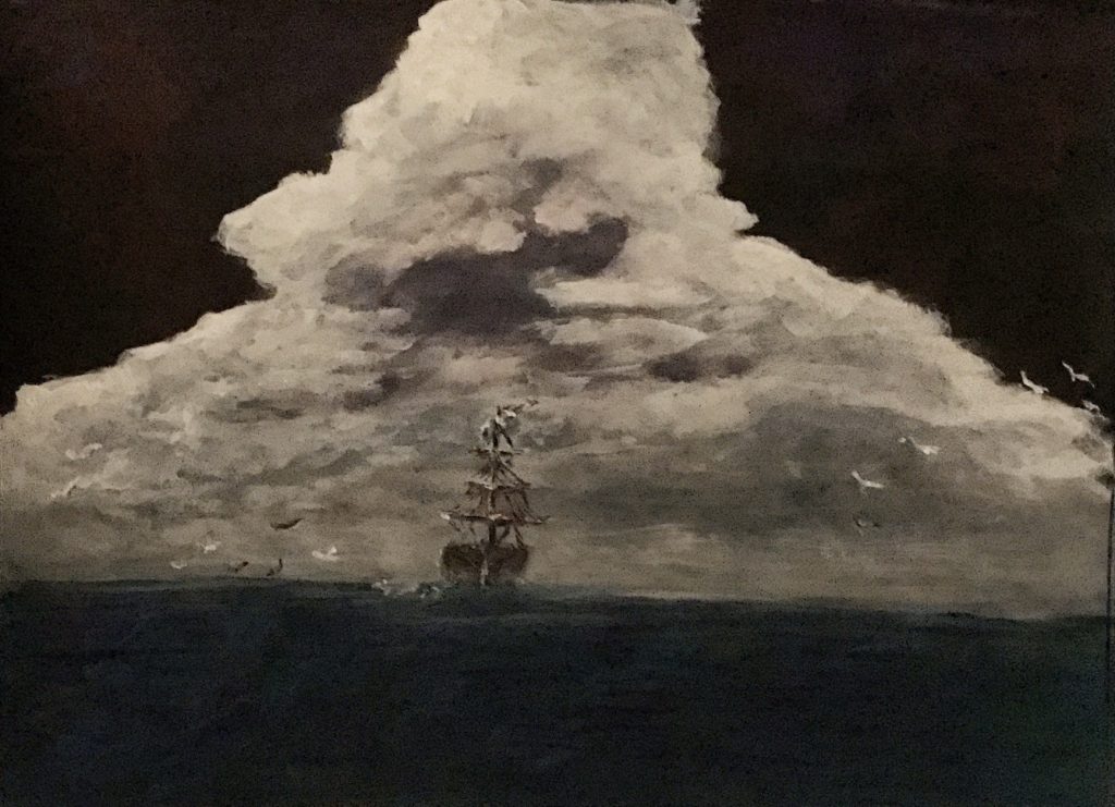 “Dark Seas”, 9x12, Acrylic on mixed media paper - NFS