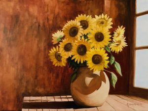 "Sunflowers at daybreak", 18x24, Oil on stretched linen - NFS